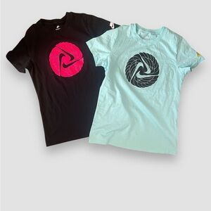 Nike Graphic Tees Women’s Size Small Bundle of 2 Black Blue Cotton Short Sleeve